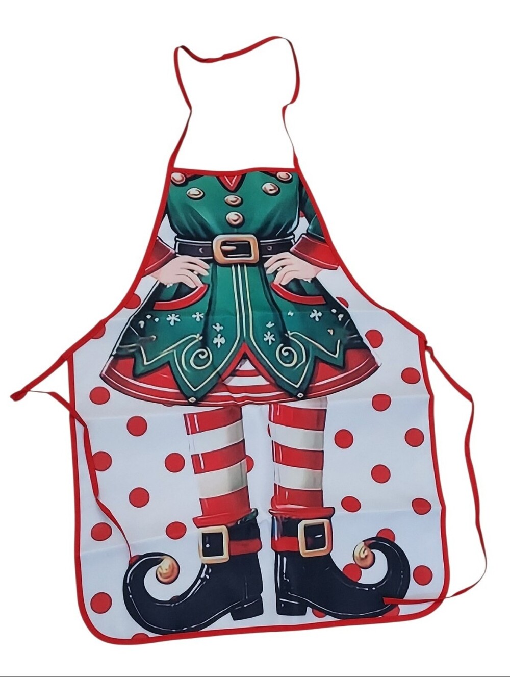 Apron Christmas Holiday Elf  in Green & Red- NWT